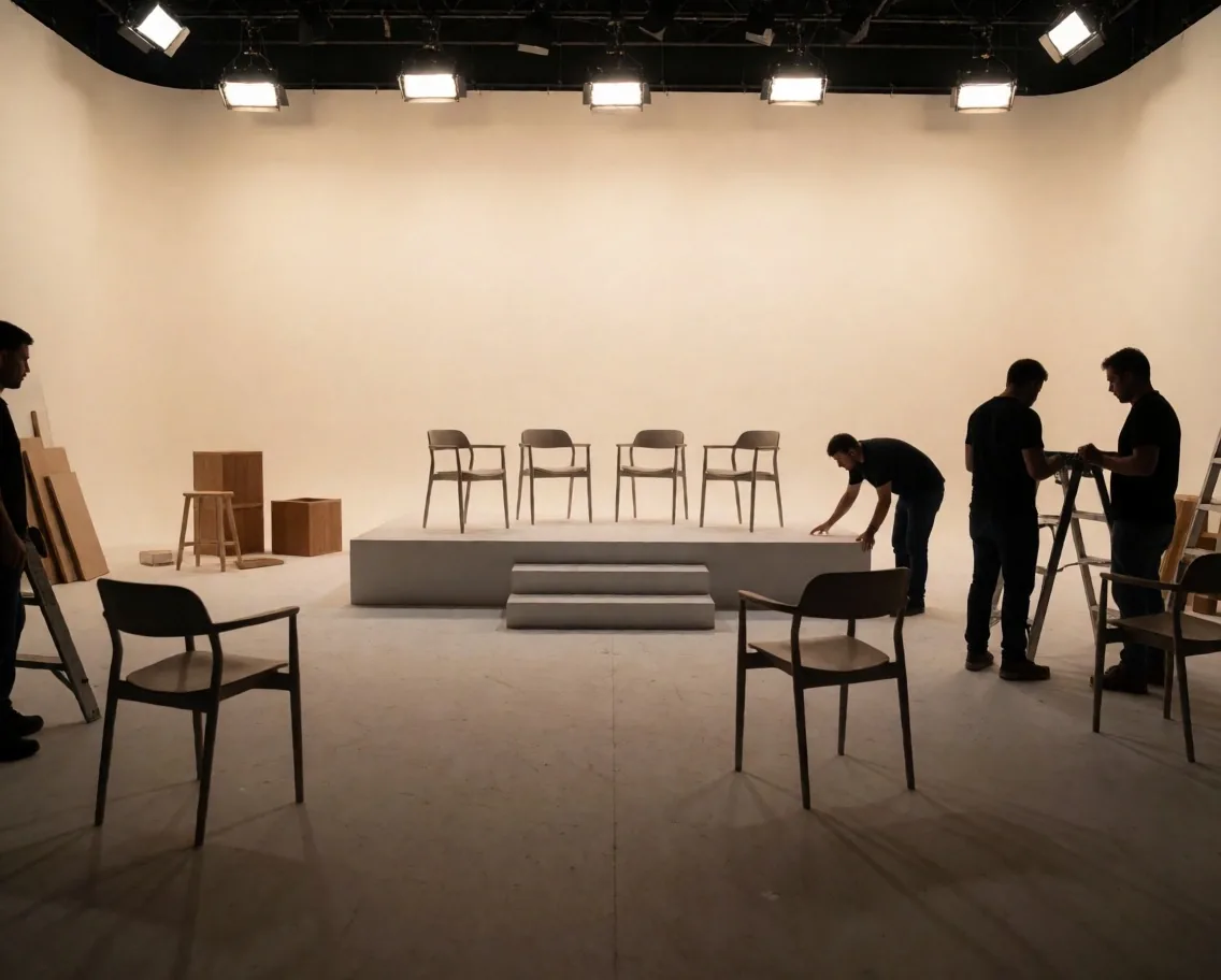 Penata artistik menata set studio televisi